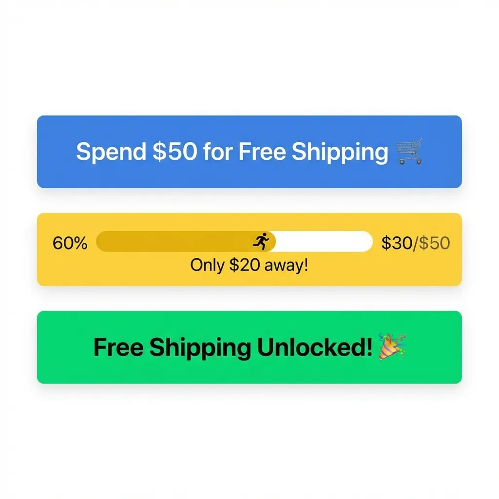 Progressive free shipping bar for Shopify